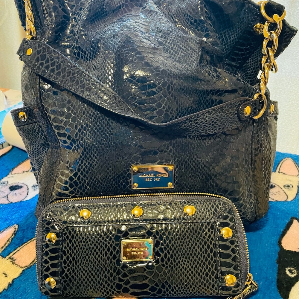 Michael Kors Snake Embossed Bag & Wallet